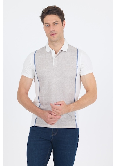 Kısa Kol Baskılı Jakarlı Polo Yaka Cepsiz Slim Fit Tişört 1011250122 Bej