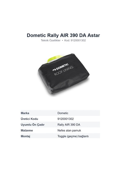 Dometic Rally Aır 390 Da Drive-away Ön Çadır Tavan Astarı Roof Lining 9120001302