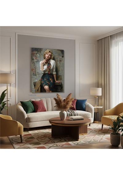 Dikey Kanvas Tablo Salon Duvar Tablosu Mariliyn1 Yeni Ev Hediyesi Ofis Tablosu