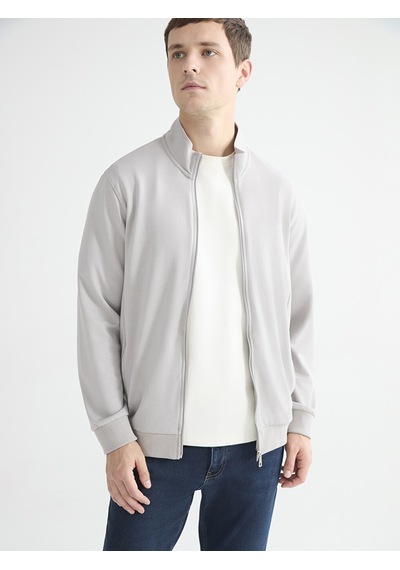 LC Waikiki Lc Waıkıkı Gri Rahat Kalıp Dik Yaka Erkek Fermuarlı Sweatshirt