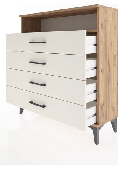 Arges Şifonyer Tek Raflı 4 Çekmeceli 88x30x96 Çam-aytaşı Çam