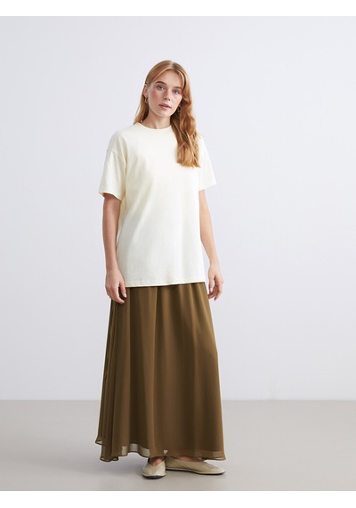 Lcw Modest Haki Beli Lastikli Kloş Etek