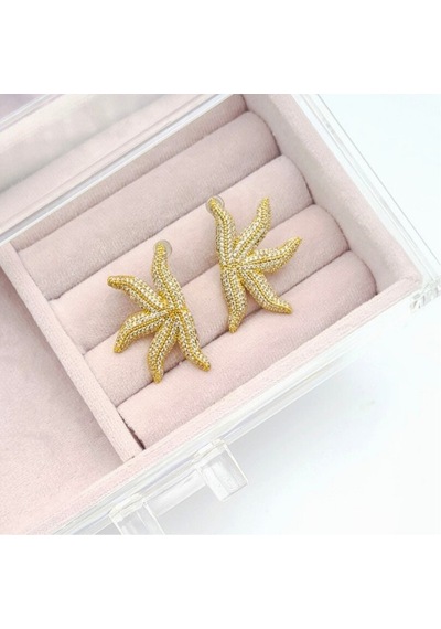 Zirkon Taşlı Deniz Yıldızı Gold Küpe