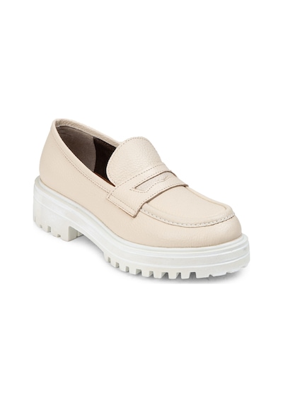 Deery Hakiki Deri Bej Kadın Loafer Ayakkabı - 01903zbeje01 Bej