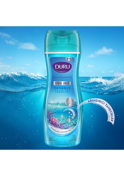 Duru Fresh Sensations Okyanus Ferahlığı Duş Jeli 3 x 450 ML + Lif