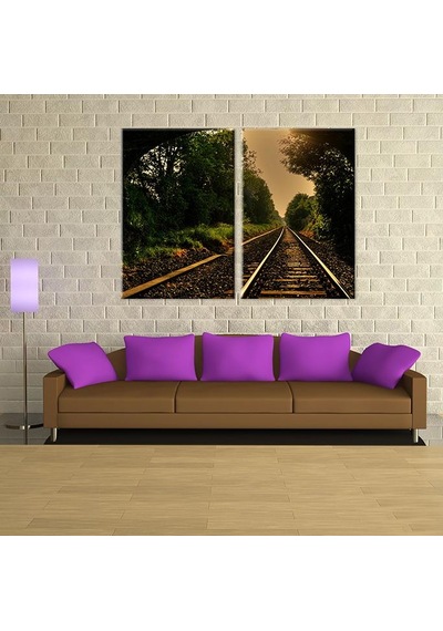 Tren Rayları Kanvas Tablo 100x90cm