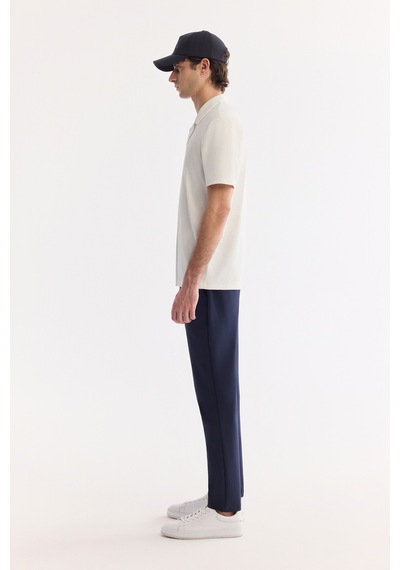 Avva Erkek Ekru Apaj Yaka Kolay Ütülenen Elastan Regular Fit T-shirt A61y1156