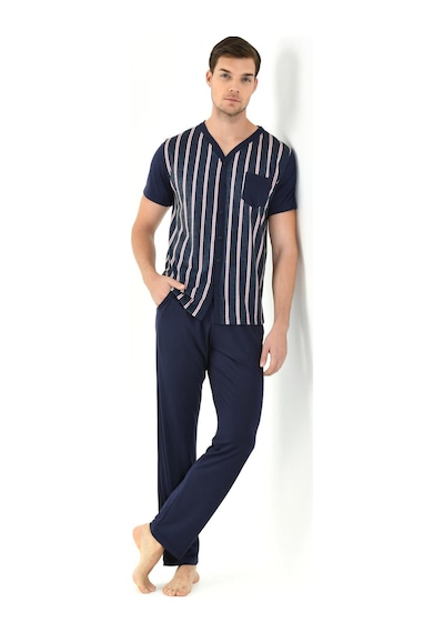 Yeni İnci Önden Düğmeli 3'lü Erkek Pijama Takım Epj803 001