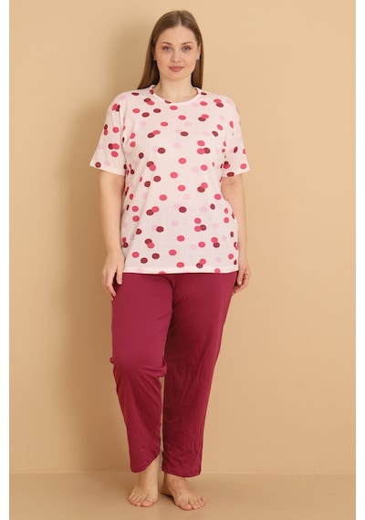 Wordex Mirano 4505 Kısa Kollu Penye Büyük Beden Kadın Pijama Takımı Pembe