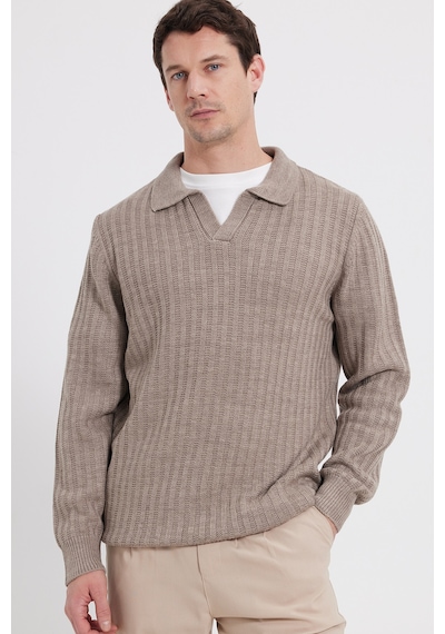 Tudors Erkek Standart Fit Normal Kesim Polo Yaka Kahverengi Kazak-46288 Tudors Erkek Standart Fit Normal Kesim Polo Yaka Kahverengi Kazak-46288