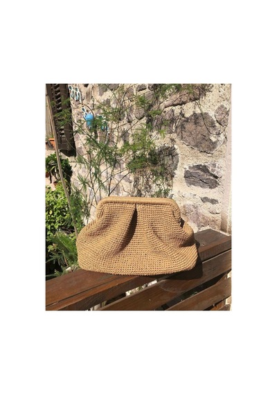 Hobilanka El Yapımı Hasır Gizli Burslu Clutch Portföy Çanta