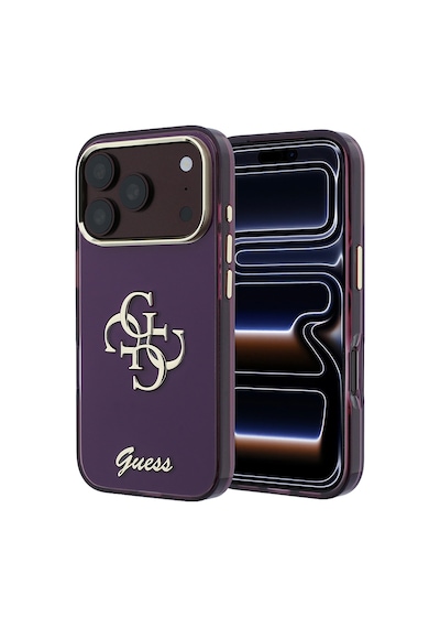 Apple iPhone 18 Pro Max Uyumlu Kılıf Guess Lisanslı Yazı Ve 4g Büyük Metal Logolu Silikon Kapak Mor