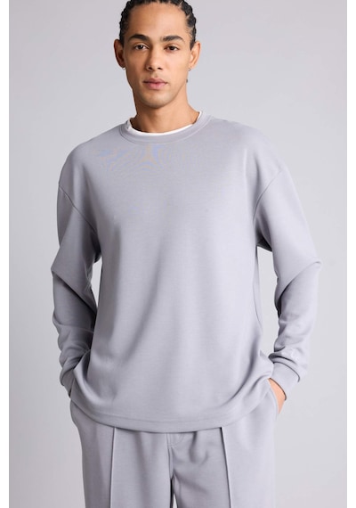 Defacto Boxy Fıt Skuba Dalgıç Kumaş Sweatshirt G6288ax25wngr445 Gri-gr445