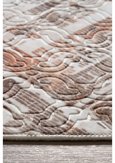 Raschel Carpet Kahve Emboss Desenli Kalın Yumuşak Kaymaz Özel Taban Halı Yolluk Kahverengi