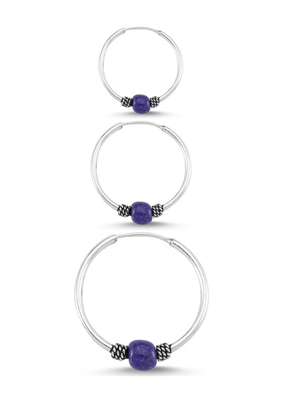 Takı Dükkanı Boncuklu Gümüş Halka Küpe Kombin 10mm + 12mm + 16mm wsk09t