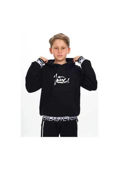 Ekkokids Çocuk Kapüşonlu Kind Yazılı Sweatshirt-14820 Siyah