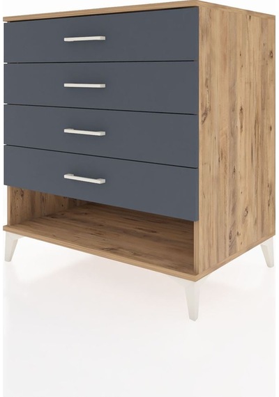 Kronos Şifonyer 4 Çekmeceli 88x59x96 Çam-antrasit Atlas Çam
