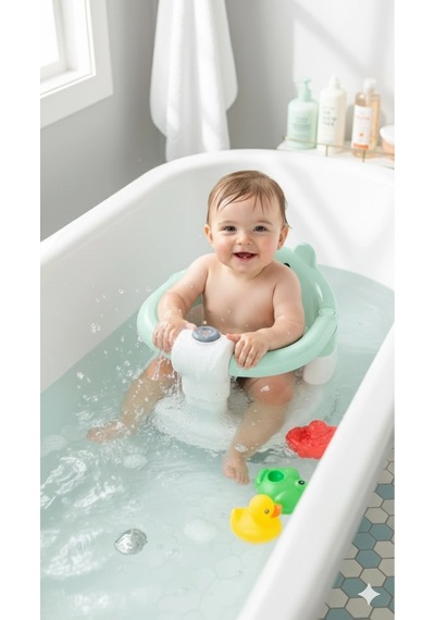 Vavbaby Önden Açılır Bebek Banyo & Bebek Mama Oturağı Mint Yeşili Mınt