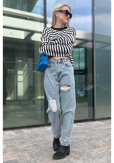 Mad Girls Mavi Yırtık Jean Mg1156