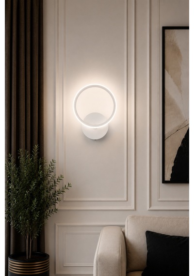 Ares Modern Tasarım Beyaz Renk Gün Işığı, Beyaz Ve Sarı Işıklı Ledli Banyo - Mutfak - Salon Ledli Duvar Aplik