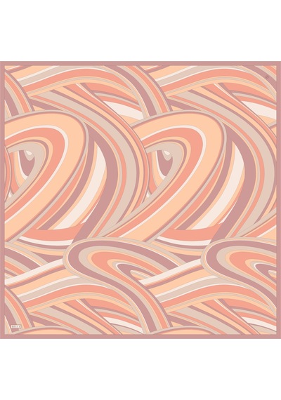 Geometrik Desen İpek Twill Eşarp T 4311 Pudra