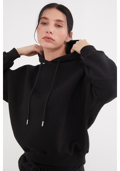 Fullamoda 3 İplik Basic Kapüşonlu Jogger Eşofman Takımı Siyah