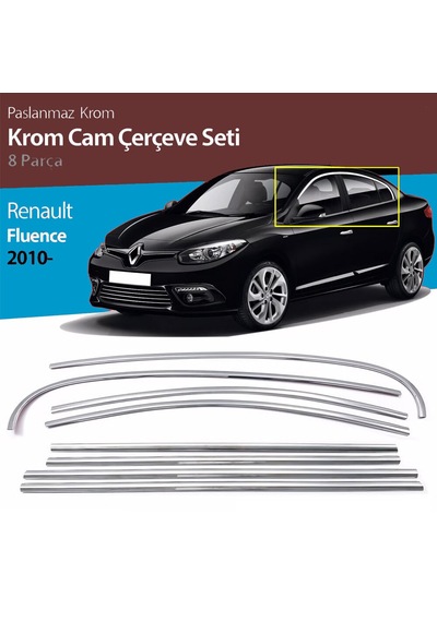 Renault Fluence Cam Çıtası Komple Set Çerçevesi Kromu Nikelajı