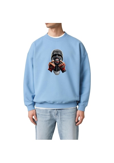 Benroma 3 İplik Penye Ahmed Osman Baskılı Unisex Sweatshırt Bebe Mavisi