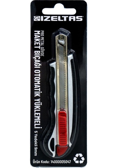 İzeltaş Pro Metal Gövde Oto.yüklemeli 5 Yedekli Maket Bıçağı 9 Mm