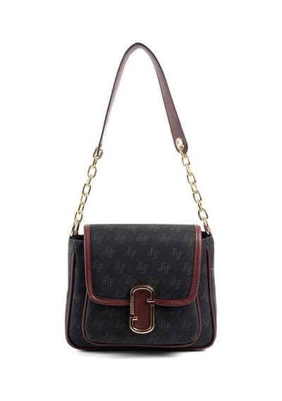 Silver Polo Sp1147 Kadın Omuz Çantası Monogram Siyah-bordo