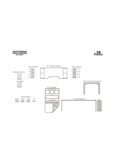 Mitsubishi Fuso Center Torpido Kaplama 2005 36 Parça Alüminyum