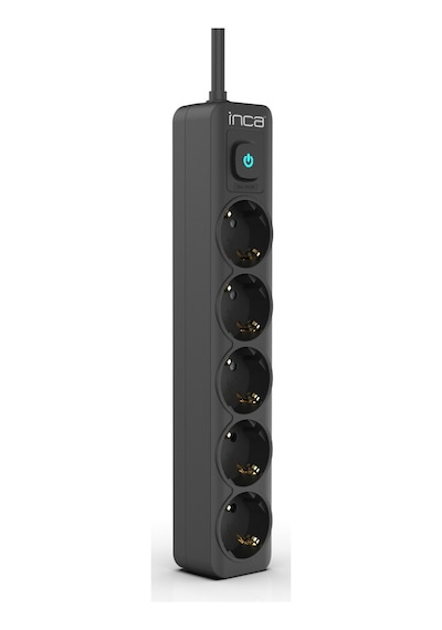 Inca Ipw-44sy 5 Port Akım Korumalı Led Tuşlu Priz 1.5m - Siyah