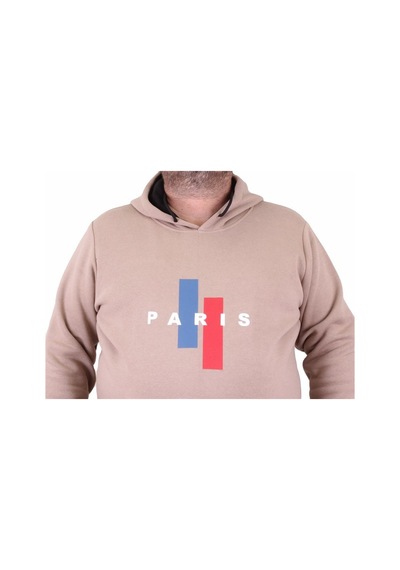 Moc Grande Mocgrande Erkek Büyük Beden Kapuşonlu Sweat Paris 23209 Toprak