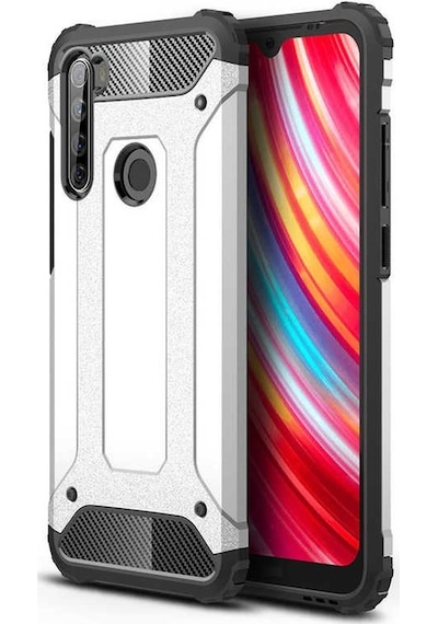 Kilifone - Xiaomi Uyumlu Redmi Note 8t - Kılıf Çift Katman Zırh Tank Crash Military Kapak - Gri