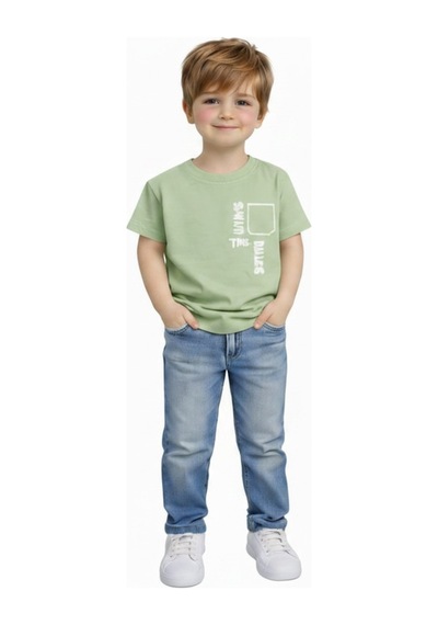Yale Kids 3-8 Yaş Erkek Çocuk %95 Pamuklu Tişört Yeşil