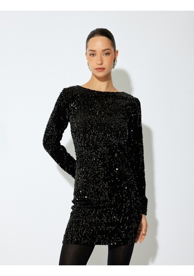Koton Yuvarlak Yaka Uzun Kollu Slim Fit Mini Pullu Payetli Kalem Elbise Siyah 5wak80348ek Siyah Koton Yuvarlak Yaka Uzun Kollu Slim Fit Mini Pullu Payetli Kalem Elbise Siyah 5wak80348ek Siyah
