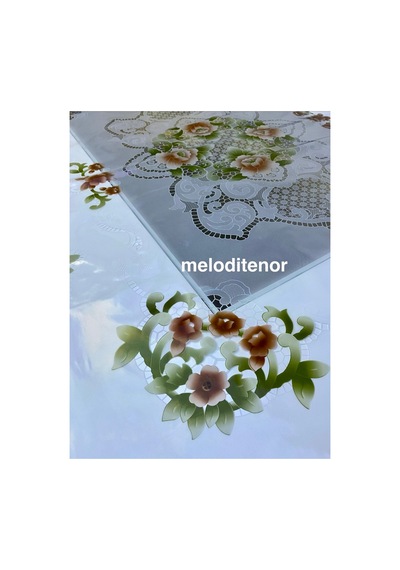 Desenli Şeffaf Kaplama Dikdörtgen Pvc Muşamba Masa Örtüsü Koruyucu 125 X 155 Cm Kahverengi