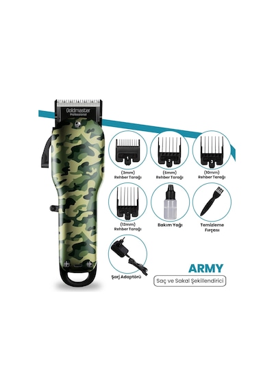 Goldmaster Army GM-8181 Şarjlı Saç Ve Sakal Şekillendirme Makinesi