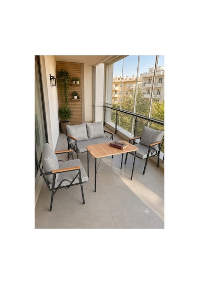 Rüya Model, Balkon, Bahçe, Cafe, Balkon Takımı, Oturma Grubu, Metal Kanepe, Balkon Mobilyası 2 1 1 50x90 Masalı