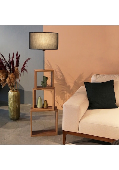 Homing Kumaş Başlıklı Modern Raflı Lambader Ayd-2901
