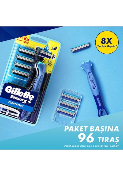 Gillette Sensor 3 Comfort Tıraş Bıçağı + Yedek Başlık 8'li