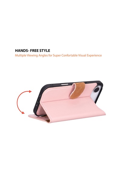 Bloomcase Magic Wallet Blush Hakiki Deri Apple Uyumlu iPhone 17 Air 6.5" Cüzdanlı Telefon Kılıfı Pembe