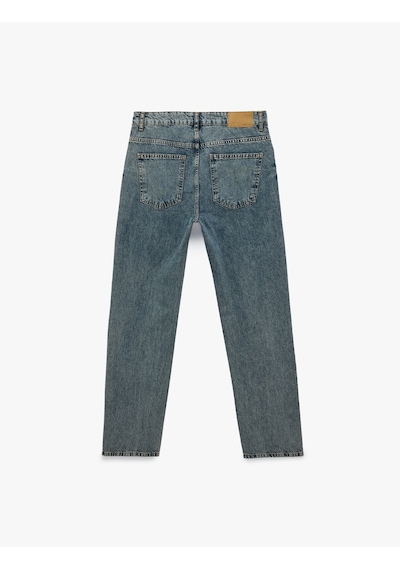 Koton Pamuklu Vintage Straight Fit Jean Pantolon İndigo Stone 7wam40127nd İndigo - Taş