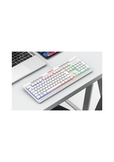 Membran Switch Rainbow Led Işıklı Türkçe Q Gaming Oyuncu Klavyesi Beyaz Renk Klavye