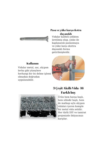 Netzerkoz 555 Adet 16 Çeşit Matkap Uçlu Vida Seti, Yhb Akıllı Vida,ysb Akıllı Vida Ve Alçıpan Vidası 25 X 18 X 4 Santimetre