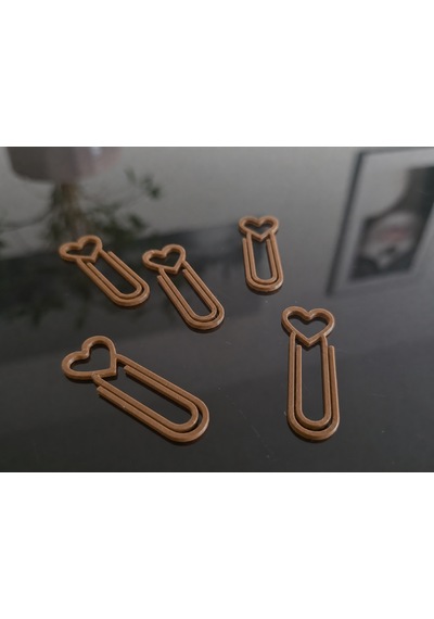 3d Baskı Kalp Figürlü Ataç - 10lu Set - Kahverengi