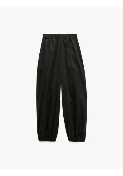 Koton Beli Lastikli Cepli Rahat Kalıp Gabardin Balon Pantolon Siyah 7wal40038ıw