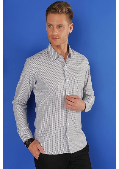 Efor G 1519 Slim Fit Beyaz Spor Gömlek Beyaz