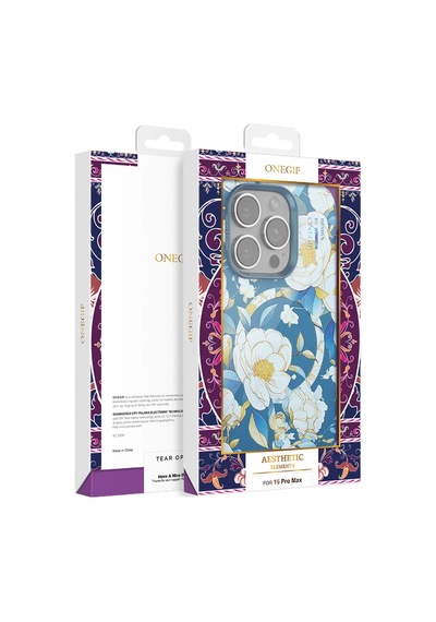 Onegif İphone 15 Pro Flower Series Magsafe Kapak - Siyah Çok Renkli Diğer