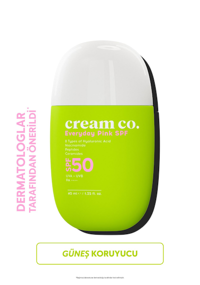 Cream Co. Pink Ton Eşitleyici Leke Karşıtı ve Aydınlatıcı Koruyucu Güneş Kremi SPF50 40 ML